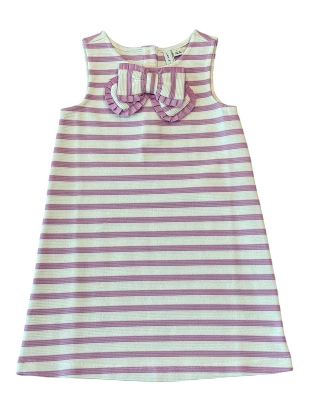 Janie and Jack Lavender & White Striped Bow Dress